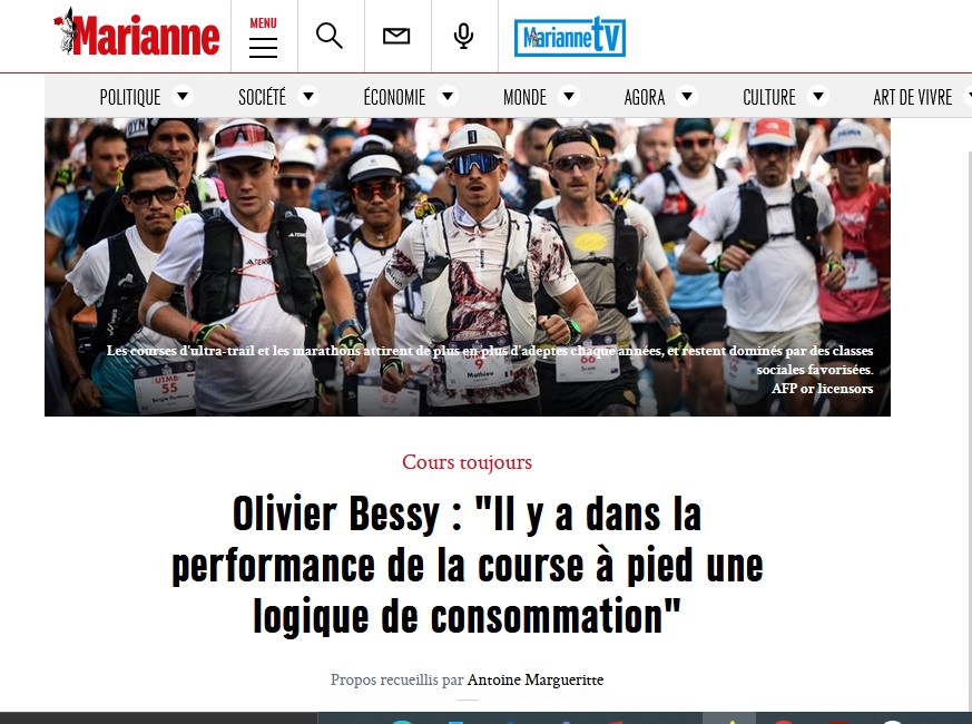 &laquo;&nbsp;Il y a dans la performance de la course à pied une logique de consommation&nbsp;&raquo; Marianne