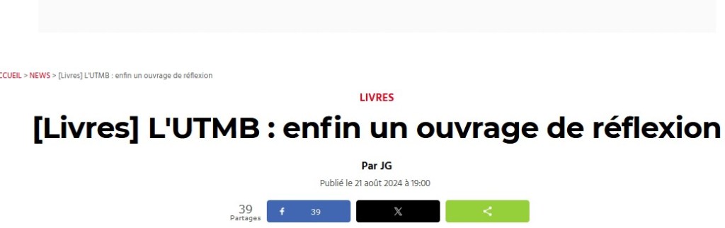[Livres] L&rsquo;UTMB : enfin un ouvrage de réflexion, article dans Wider Trail&nbsp;Outdoor